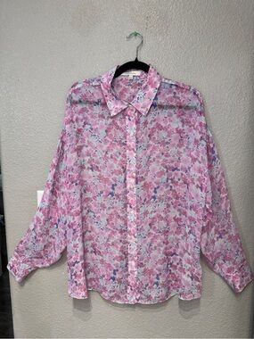 Favorite Daughter Pink Floral Button Down Blouse Coquette Feminine Cottagecore